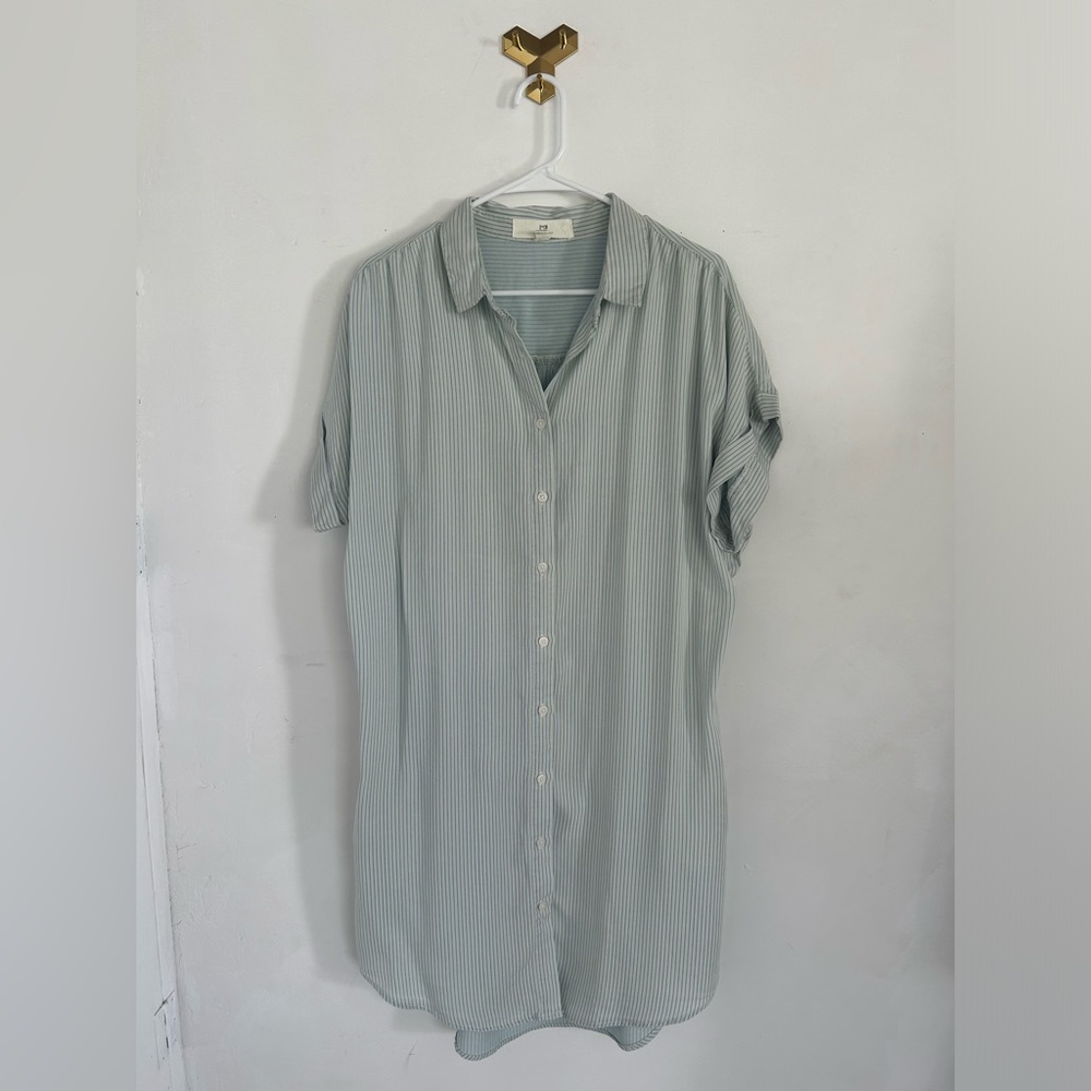 Thread & Supply striped button front shirt dress swim cover Size Medium